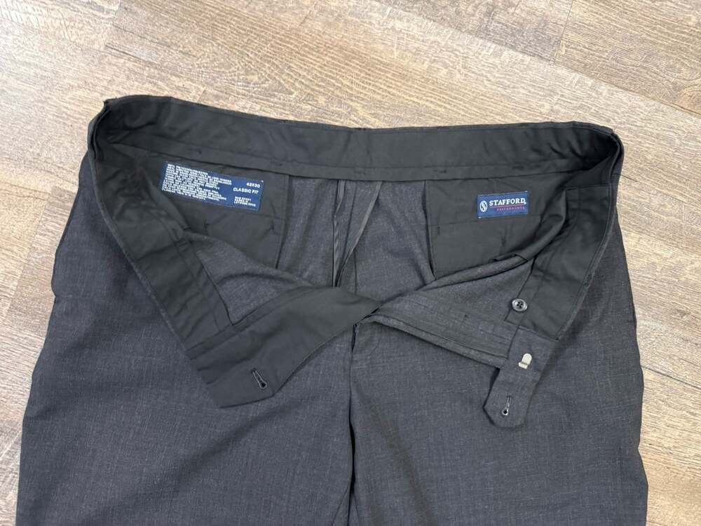 Stafford Performance Dress Pants Mens 42x30 Brown Wool Blend Classic Fit Black - Picture 6 of 13